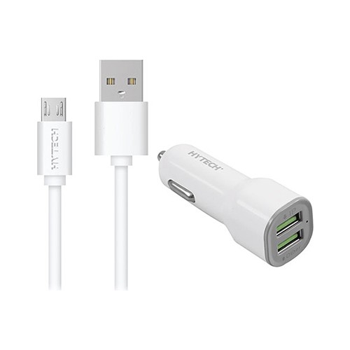 Ersoy Kozmetik Oto HYTECH HY-X42 3.4A Hızlı Şarj Micro USB Kablolu 2 USB Beyaz Araç Şarj Cihazı