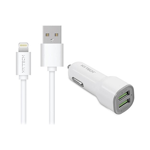 Ersoy Kozmetik Oto HYTECH HY-X44 3.4A Hızlı Şarj Iphone Kablolu 2 USB Beyaz Araç Şarj Cihazı