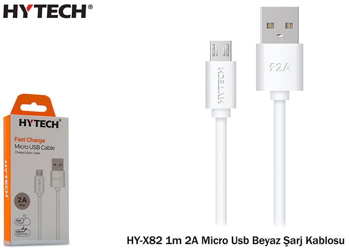 Ersoy Kozmetik Oto HYTECH HY-X82 1M 2A Micro USB Beyaz Şarj Kablosu